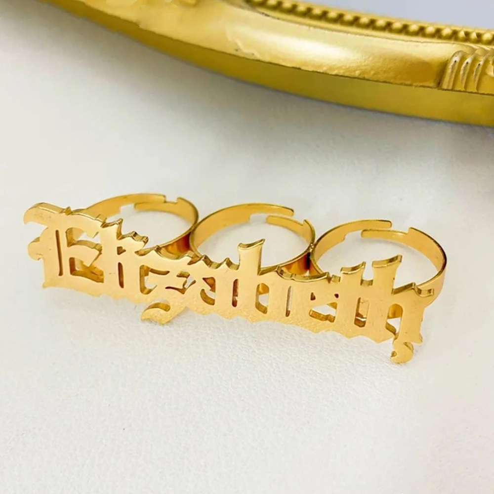 Initial Ring Custom - 여성용 맞춤형 이름 반지, 너클 큰