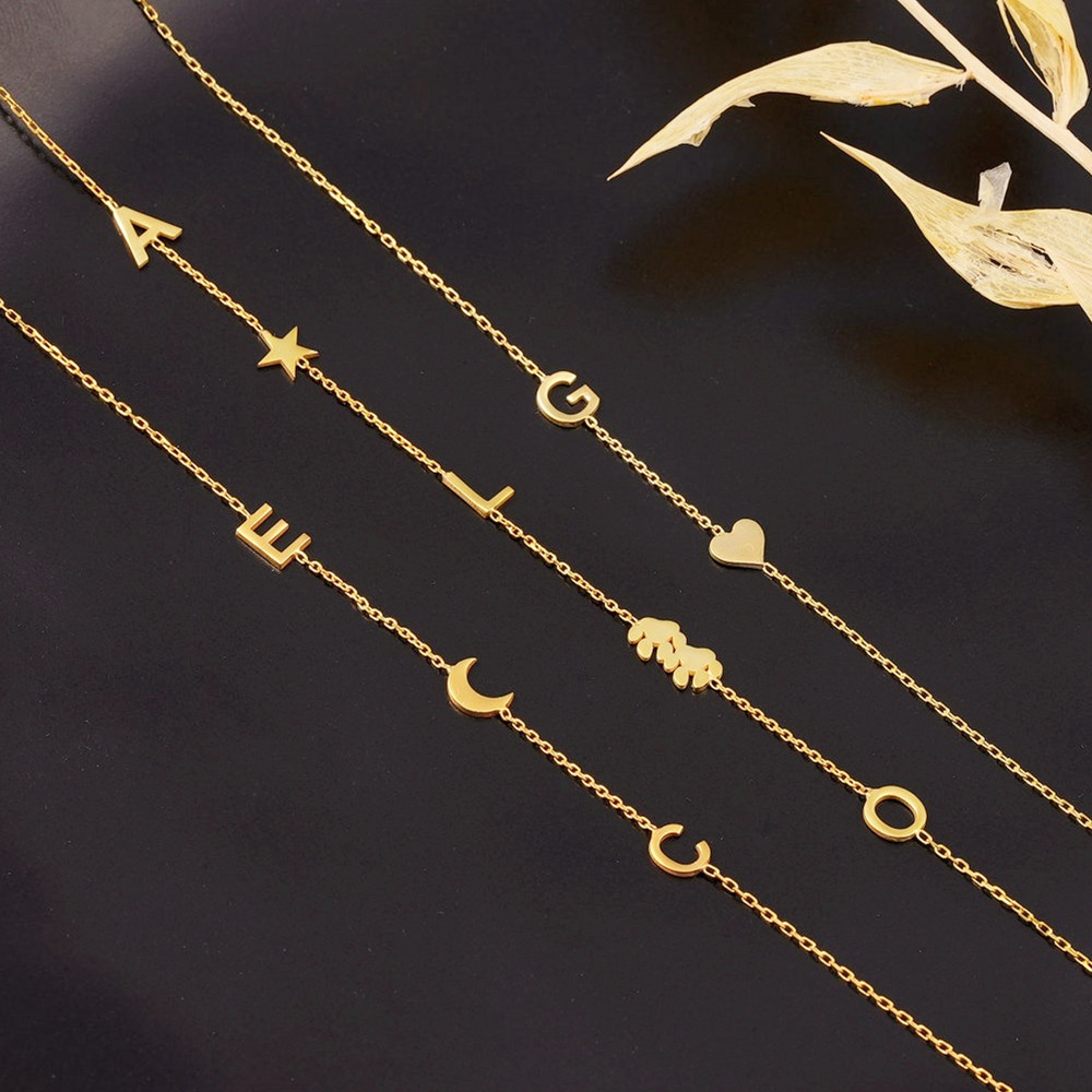 Birth Flower Necklace - 맞춤형 이니셜 이름 목걸이, 커플 주얼리,
