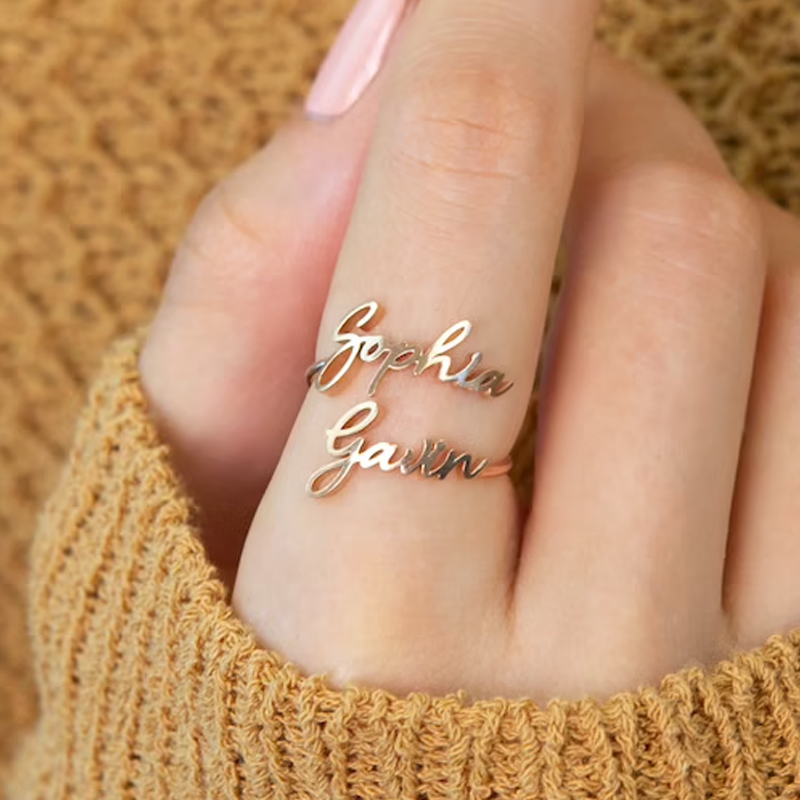 여성을위한 맞춤형 더블 이름 반지 남성 맞춤형 커플 반 - Initial Ring Custom 리뷰 및 가격