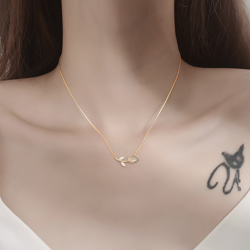 여성용 스테인리스 스틸 장미 튤립 크리스탈 목걸이, 귀 - Birth Flower Necklace 리뷰 및 가격